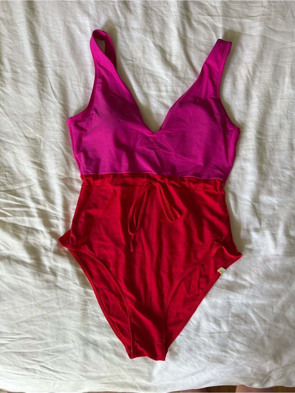 Summersalt Backflip Colorblock Pink and Red One-Piece Swimsuit - Picture 2 of 4